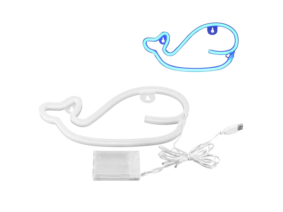2026-lámpara Neon Led Forma De Ballena Luz Azul Decoración Hogar Dormitorio Fiesta Regalo Cumpleaños