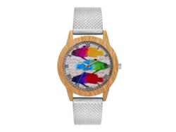 Reloj De Pulsera De Cuarzo Con Brazalete De Malla Con Estampado De Peces Y Números Romanos (plateado)