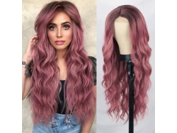 Peluca femenina con encaje frontal, raya al medio, cabello rizado, fibra sintética. r4/14/130 YUNZII