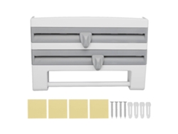 Soporte De Pared Multifuncional Para Película Adhesiva Con Cortador Para Cocina - Gris Azulado