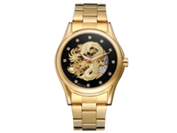 Reloj Mecánico Automático Para Hombre Forsining, Caja Hueca, Resistente Al Agua, Brazalete Dorado.