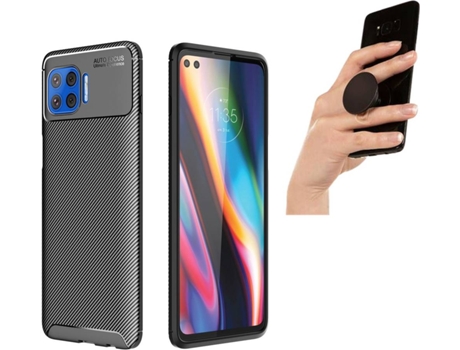 Carcasa y Popsocket Motorola Moto G 5G Plus Rugged Carbon Negro