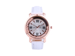Reloj De Pulsera Unisex De Cuarzo Con Correa Ajustable De Pu Y Esfera Redonda Blanca.