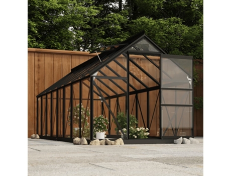 Invernadero VIDAXL de Vidrio Gris Antracita Aluminio 155x395,5x191Cm
