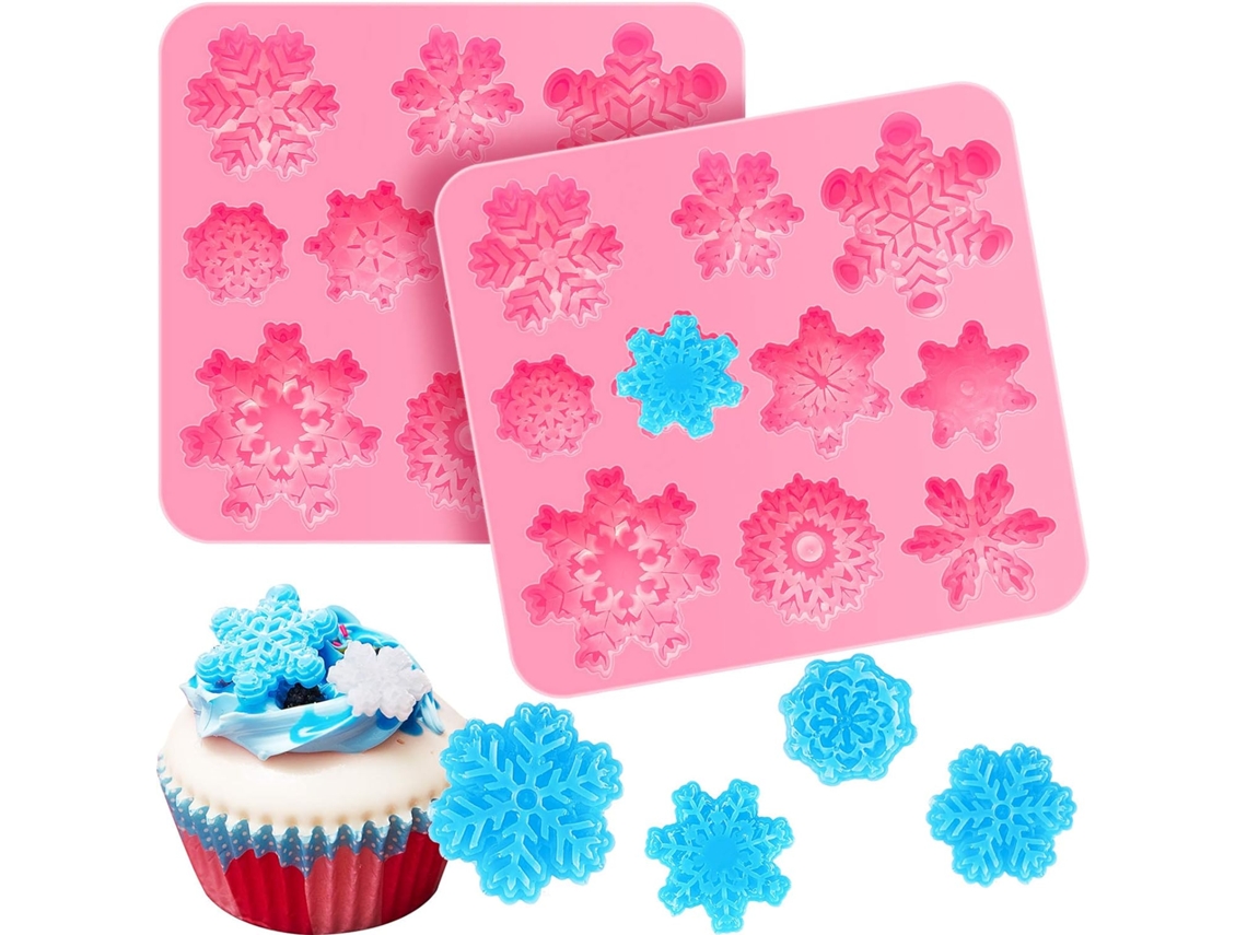 Juego JEIIBRZUI de 2 moldes de silicona para pastel de fondant casera color rosa