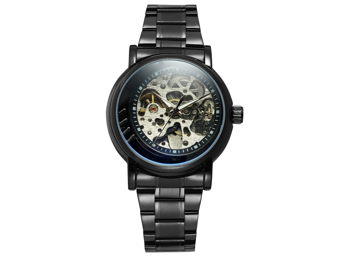 Reloj Mecánico Automático Para Hombre Winner, Resistente Al Agua Hasta 30 M, Acero Inoxidable, Negro.
