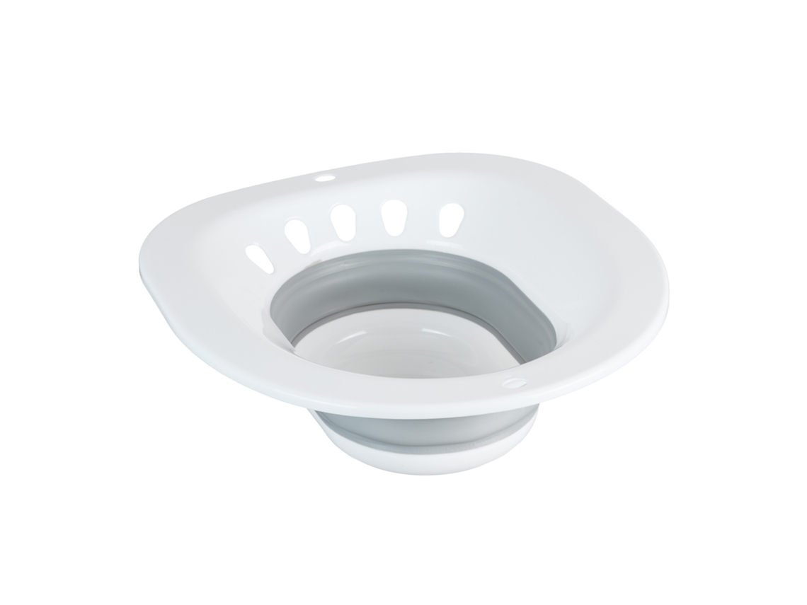 Relaxdays Assento Sanitário Dobrável, Banheira Hbt: 12x36x39 Cm, Bidé Para Higiene Íntima, Plástico, Branco/cinzento