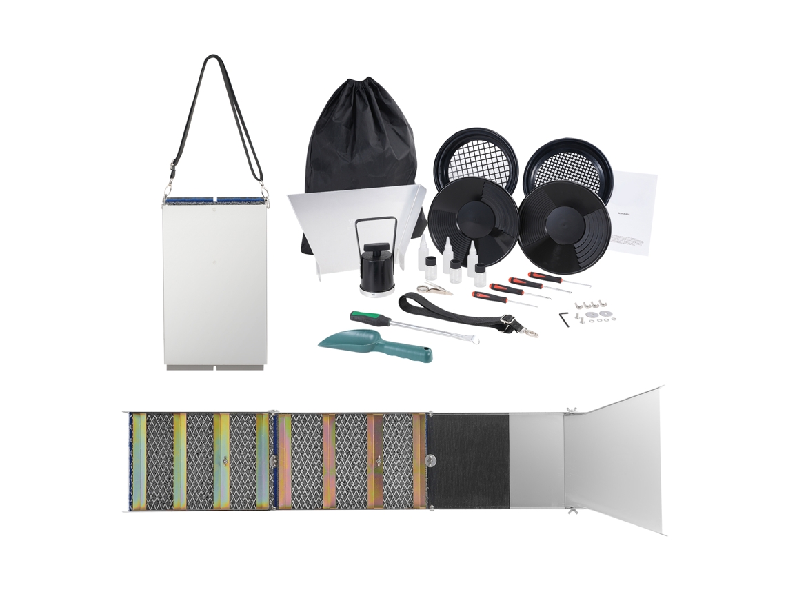 Kit de lavado de oro Succebuy, 23 piezas, 127 cm, diseño de minero de oro, aluminio