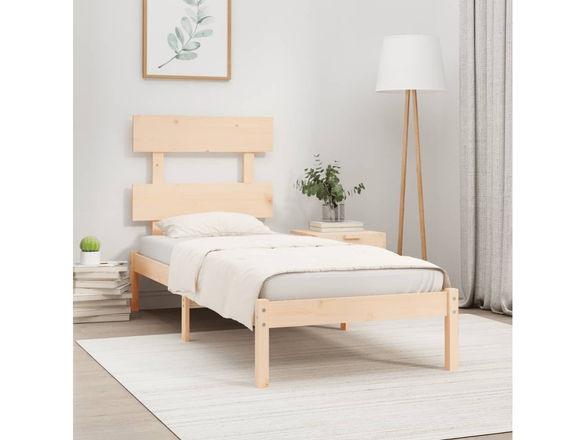 Estructura De Cama Madera Maciza De Pino 90x200 Cm