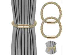 Rebe-paquete De 4 Ataduras Magnéticas Para Cortinas, Gris, Longitud Ajustable, Sin Taladro, Decoración Paquete De 2 Oro