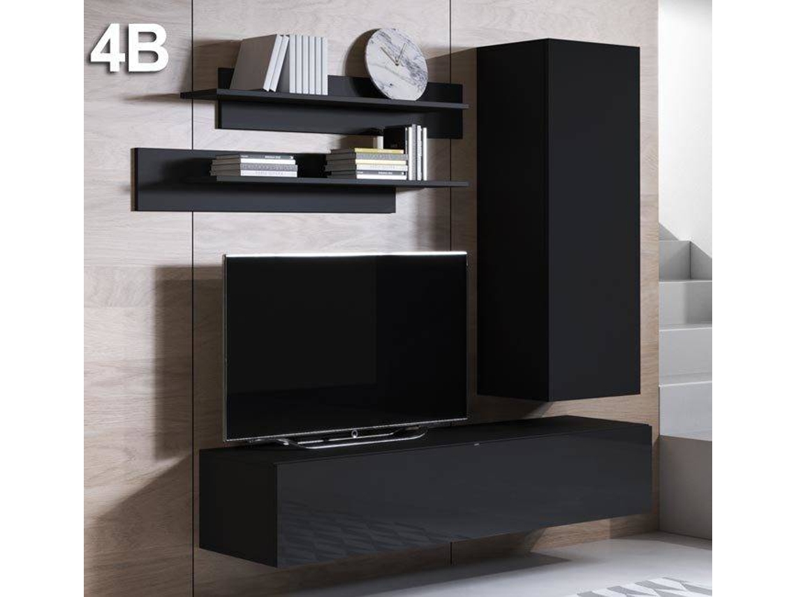 Conjunto de Muebles de TV MÓVEIS BONITOS Luke 2 (Negro - 160x40x166 cm)