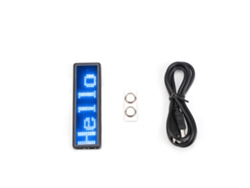 Placa de identificación LED deslizante programable, multilingüe y recargable con nombre digital (azul)