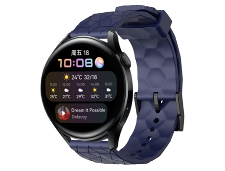 Correa de reloj inteligente para Huawei Watch 3 22 mm Patrón de fútbol Correa de silicona de color sólido (azul marino)