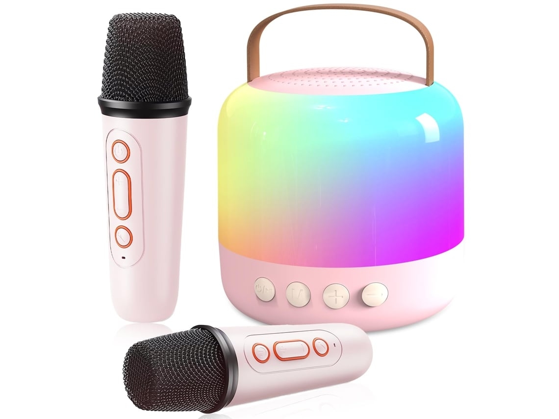 Mini Máquina De Karaoke Para Niños Altavoz Bluetooth Portátil Con 2 Micrófonos Inalámbricos Regalos De Juguete De Cumpleaños Para Yemaesre
