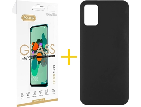 Kit Funda + Protector de Pantalla Samsung Galaxy A51 ACCETEL Silicona Líquida (Negro)