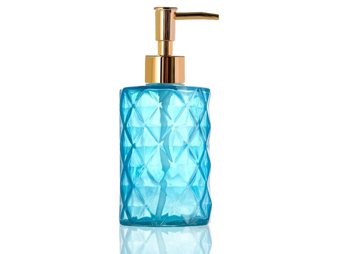 2026-dispensador De Jabón De Vidrio Linjou, Botella Transparente Recargable De Gel Antibacterial (330ml Azul)