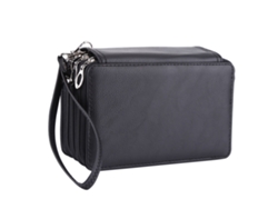 Estuche De Lápices De Cuero Pu Con 72 Espacios Capacidad Grande Organizador Portátil Para Artistas Escolares (negro)