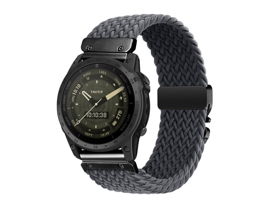 Bracelete Para Garmin (26mm) - Nylon Trançado - Fivela De Paraquedas - Liberação Rápida Cinza Escuro