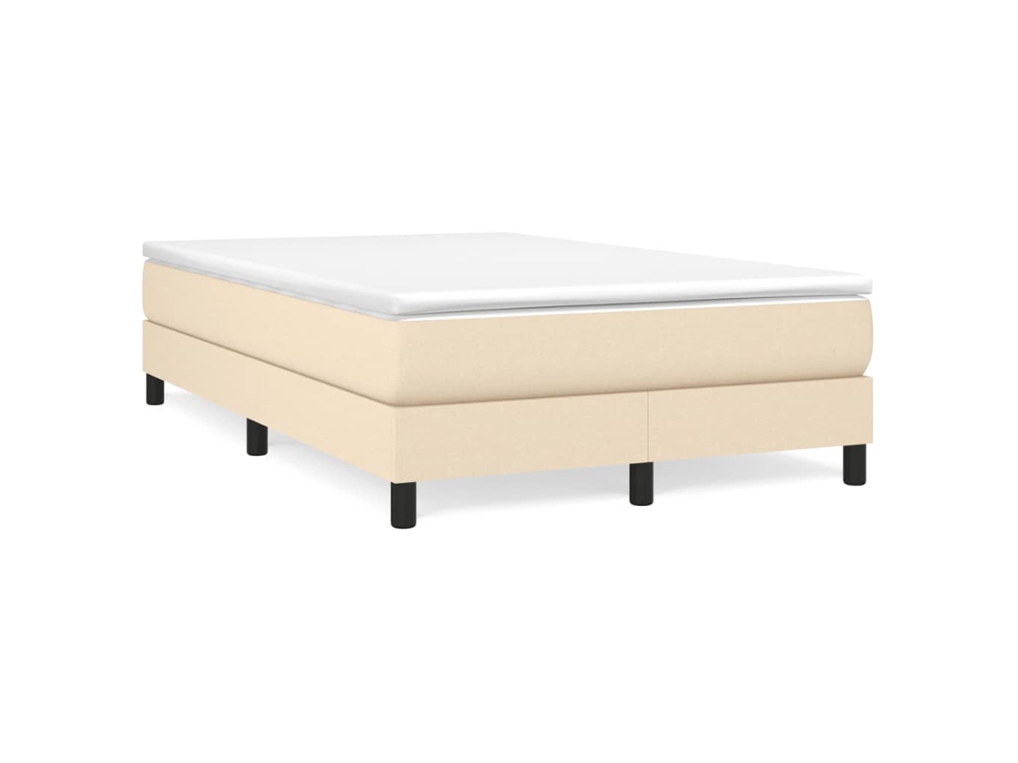 Cama Box Spring Con Colchón Tela Color Crema 120x190 Cm