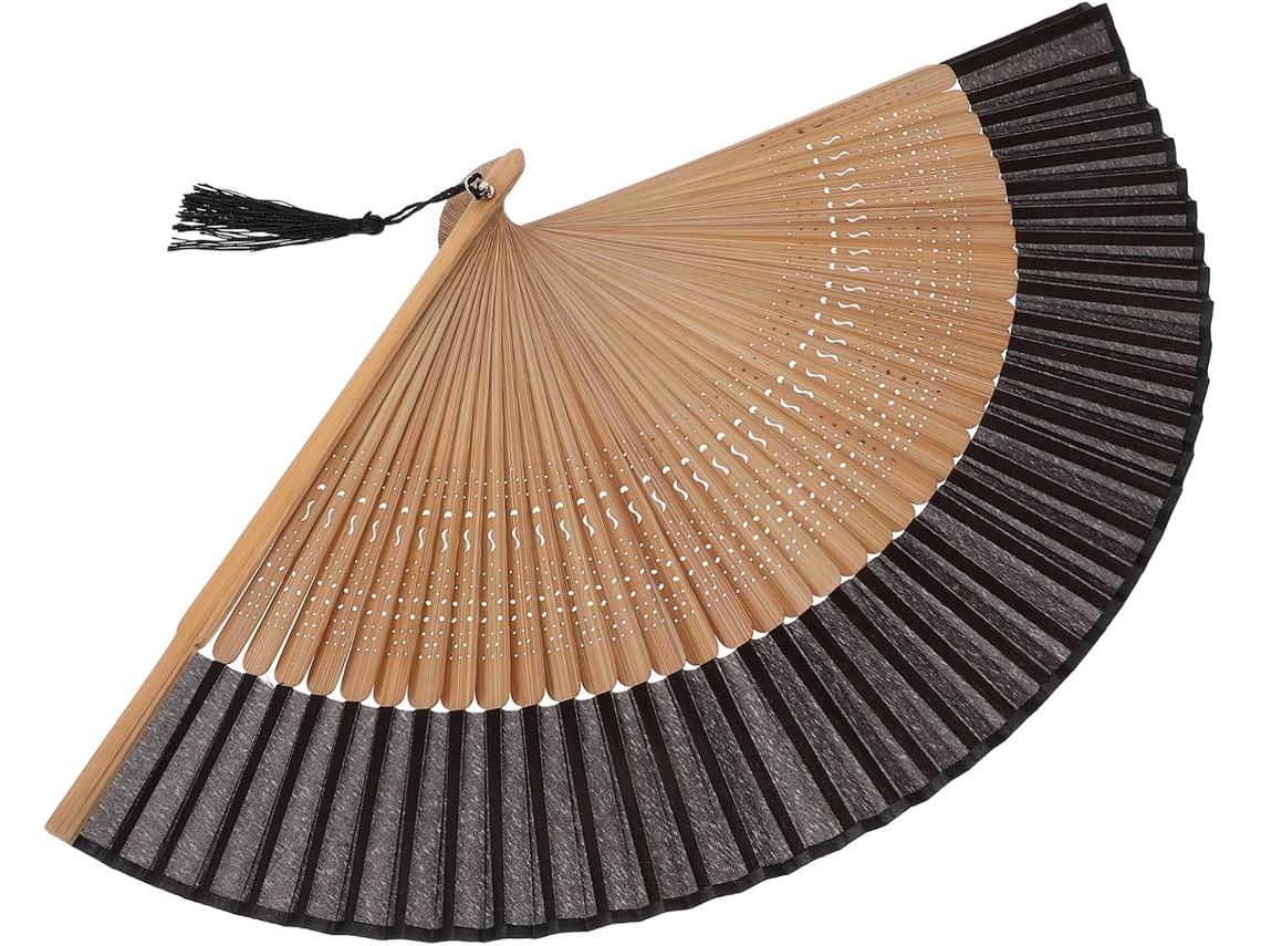 Abanico De Bambú, Tela Plegable Para Mujer, Chino Con Soporte, Bambú Verano Y Baile.