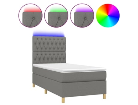 MAISON EXCLUSIVE Cama con somier con colchón y LED 90x190 cm Tela gris oscuro