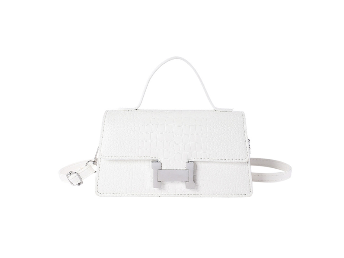 Bolso Pequeño De Hombro Estampado Para Mujer En Piel Sintética Blanca Para Uso Diario 22 X 12 X 6 Cm