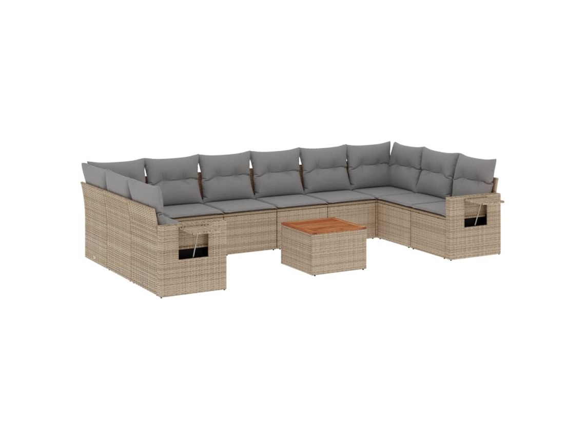 Maison Exclusive - Set De Sofás De Jardín 11pzas Con Cojines Ratán Sintético Beige