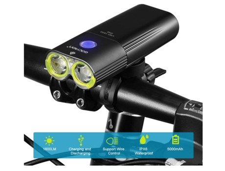 Faro delantero para bicicleta, 1600 lúmenes, recargable por USB, faros Led para bicicleta, 6 modos, accesorios para bicicleta, ENZONS prenegro