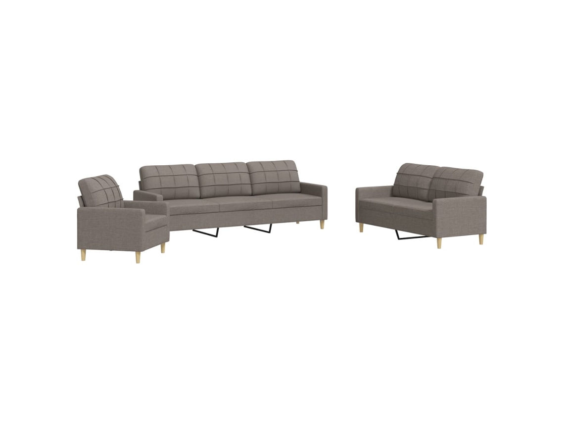 Maison Exclusive - Juego De Sofás 3 Piezas Tela Gris Taupe