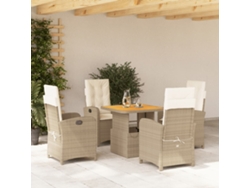 Juego de comedor de jardín de 5 piezas con cojines de mimbre beige de DKD Home Decor