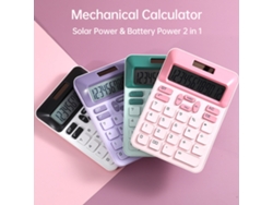 Calculadora Solar De 12 Dígitos Con Teclas Mecánicas, De Un Bonito Color Blanco, Ideal Para La Escuela, La Oficina Y El Hogar.
