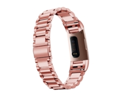 Pulsera de acero inoxidable macizo con hebilla de mariposa de 3 cuentas para Fitbit Charge 3, color dorado Ly Ebike