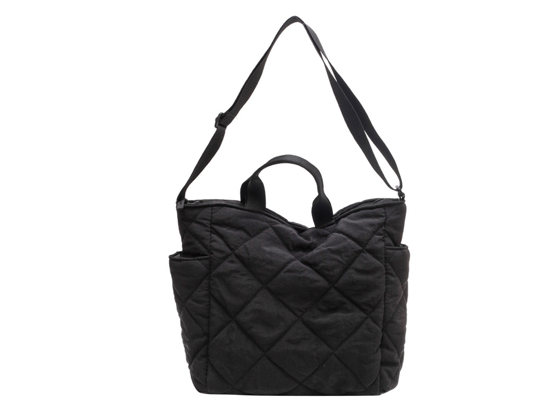 Bolso acolchado Aquaforge para mujer, grande, con cremallera, bandolera, negro.