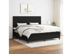 Cama Box Spring Con Colchón Tela Negro 200x200 Cm
