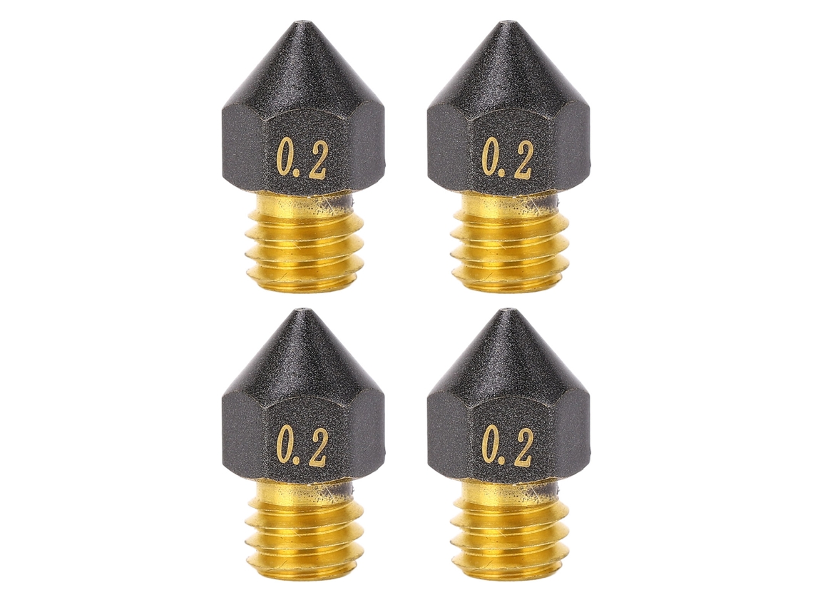 4 boquillas de latón para extrusora 3D para impresora Ender-3, 0,2 mm, alto flujo.