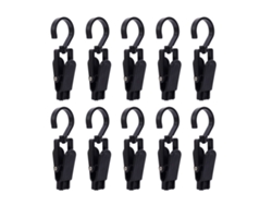 10 Ganchos Giratorios Multifuncionales De Plástico Para Ropa, Sombreros, Calcetines Y Cortinas - Negro