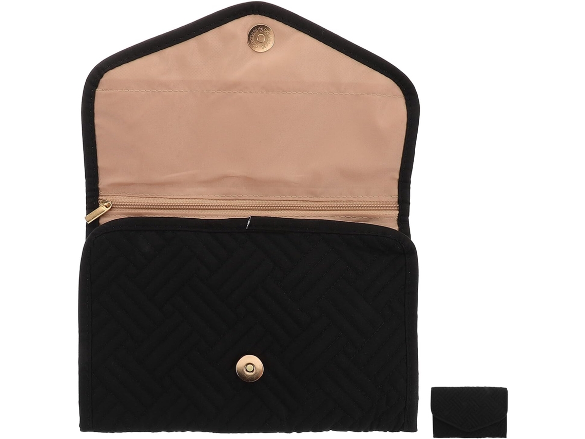 Organizador Joyas Bolsa Viaje Plegable Mujer Poliéster Negro Múltiples Compartimentos Amplio Espacio