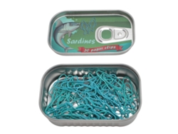 30 Clips De Papel De Pescado Azul Y Verde Agua Bonitos De Metal Con Caja Para Escuela Oficina