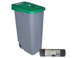 Recipiente Abierto 85L Verde Alt.76Cm + 10 Bolsas de Basura de 100L WELLHOME