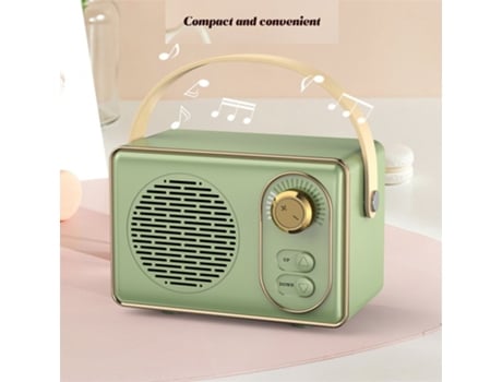 Altavoz Bluetooth mini retro inalámbrico compatible clásico fm radio interfaz usb portátil viaje reproductor de música verde