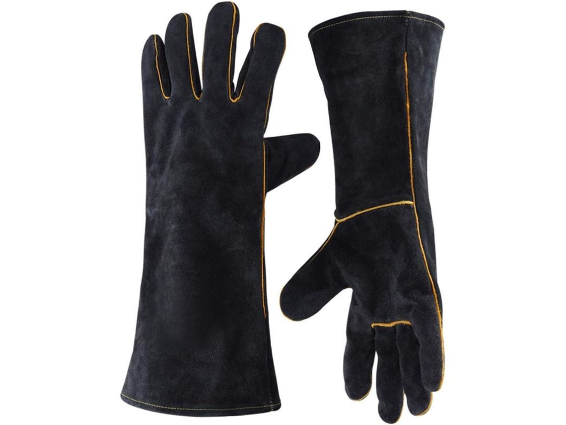 2026-guantes De Cuero Resistentes Al Calor 932°f Para Soldadura Barbacoa Cocina Horno Jardinería Negro