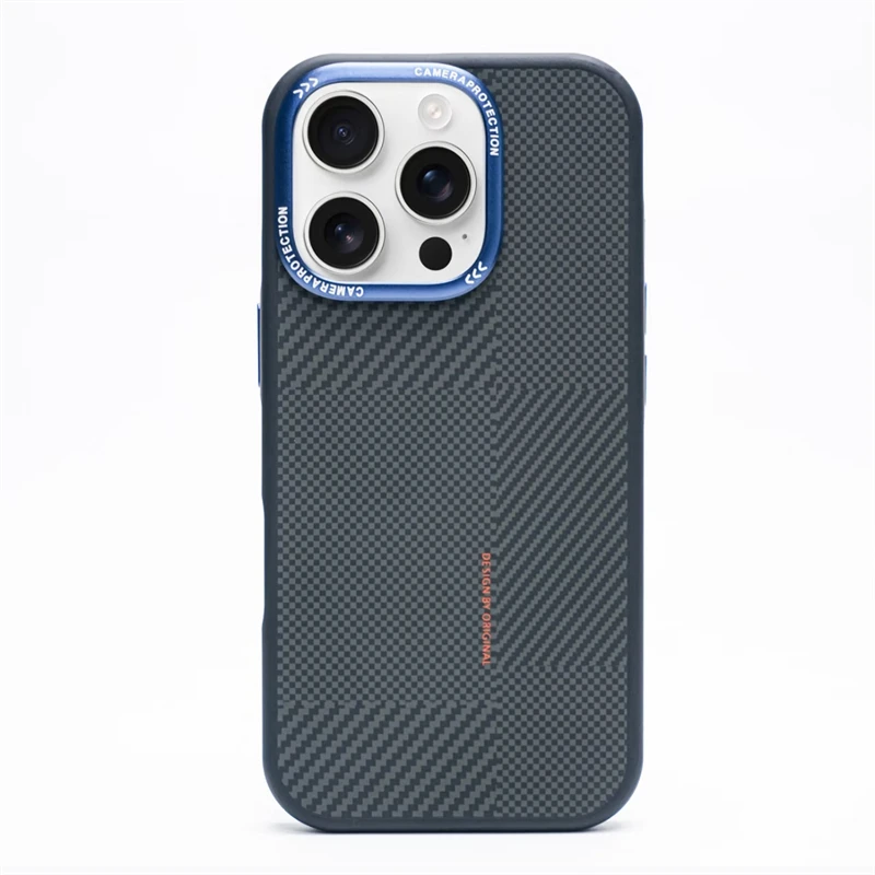 (azul, Iphone 16 Pro) Funda Para Teléfono Con Textura De Fibra De Carbono, Compatible Con Carga Inalámbrica Magnética, Protege La Cámara.