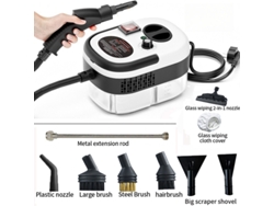 Limpiador a vapor de alta temperatura y alta presión con 6 velocidades, ideal para la limpieza de cocinas y coches (blanco y negro)