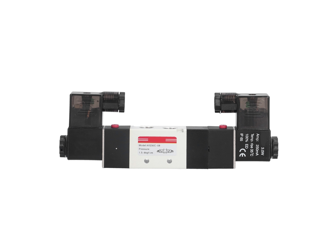 Válvula solenoide pneumática de 5 vias e 3 posições, estável, durável, compacta, 12 V CC, resistente à corrosão.