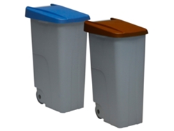Conjunto de 2 Recipientes Cerrados de 110L Azul+Marrón Alt.88Cm WELLHOME