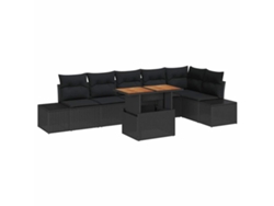 Maison Exclusive - Juego de comedor de jardín de 7 piezas en negro y marrón