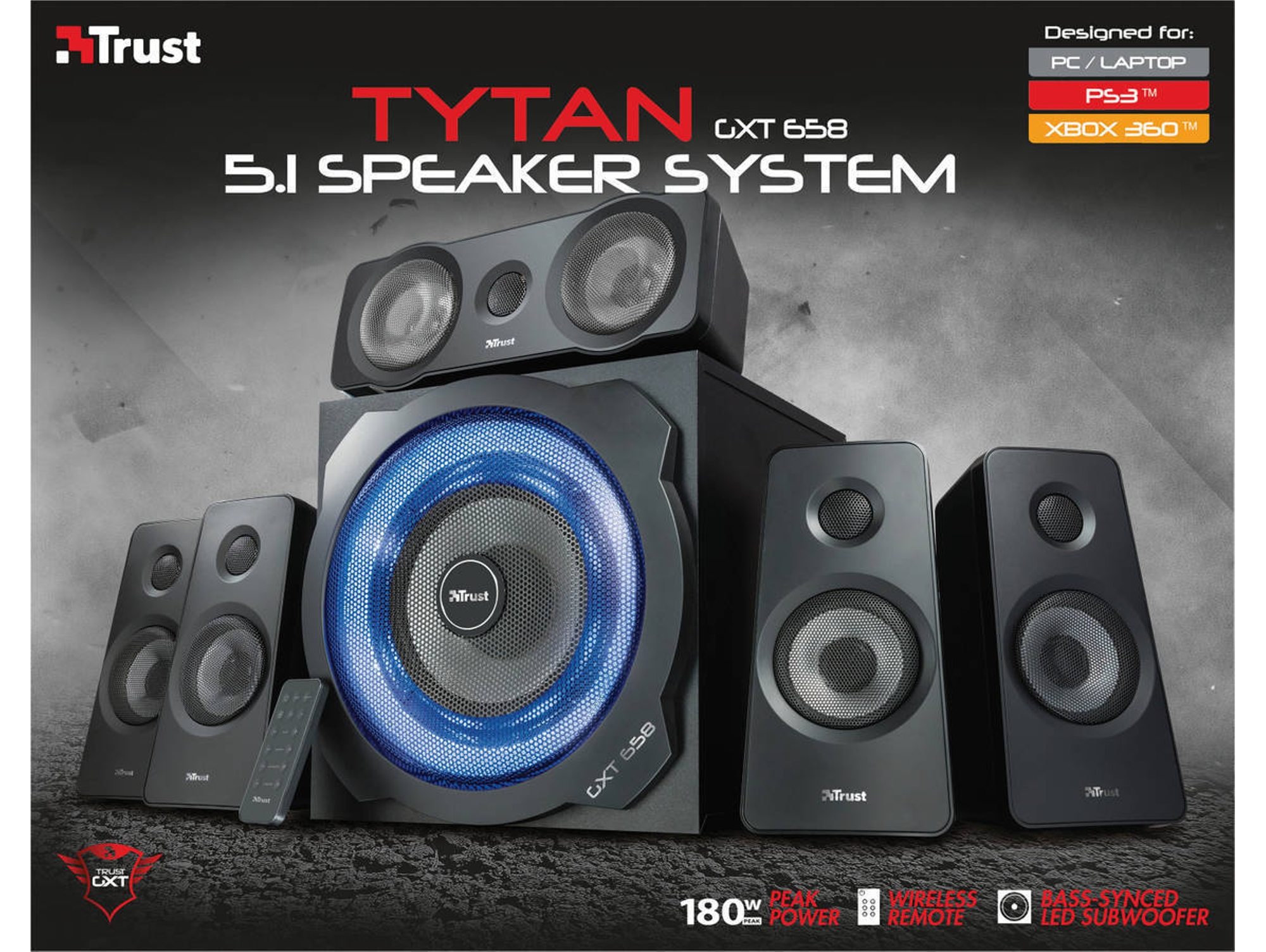 Altavoces 5.1 TRUST GXT Tytan 5.1 y Consolas - 180 W - Control de volumen) | Worten.es