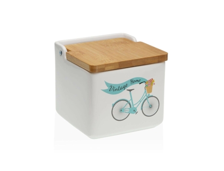 Salero con Tapa VERSA Bicicleta Cerámica Dolomita 12,2 x 11,5 x 12,2 cm