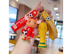 Lfengero Conjunto Mascota Alce + Copa Mundial Silicona 3d, Dos Correas Fifa, Anillo Metálico Desmontable Para Lfenges Y Mochilas.