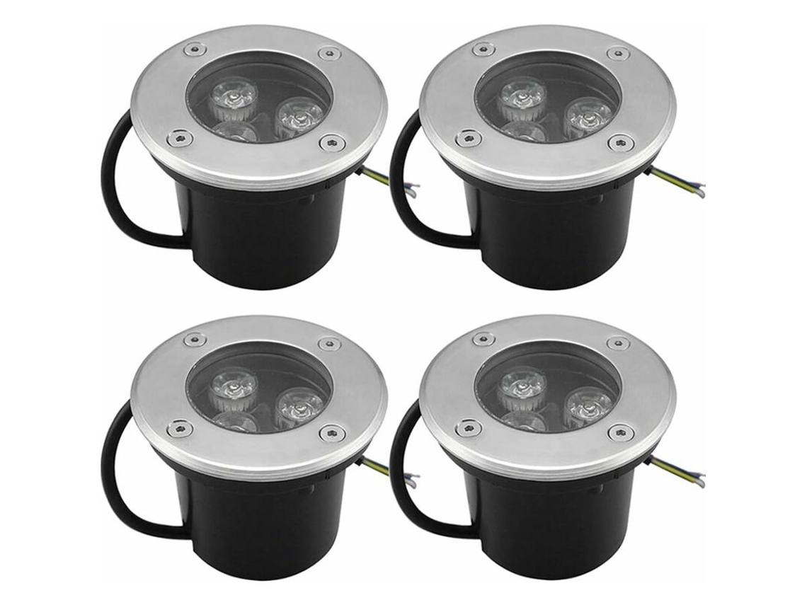 Foco Led Empotrable Para Exteriores / Luminaria Led Para Suelo, Ideal Para Paisajismo, Jardines Y Escalones De Terrazas — Paquete De 4 (3 W)